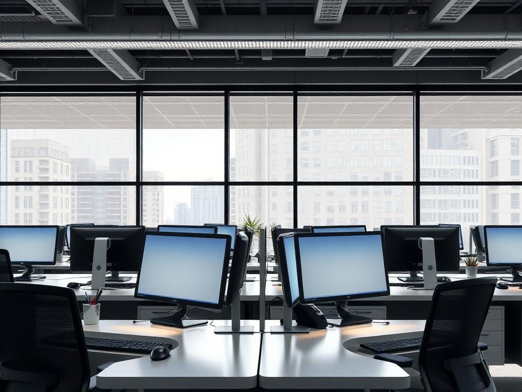 Network operations center monitors free of screen glare