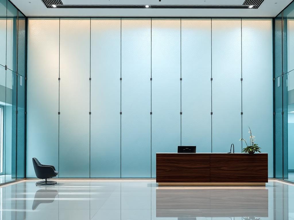 Frosted decorative film on a conference room glass partition