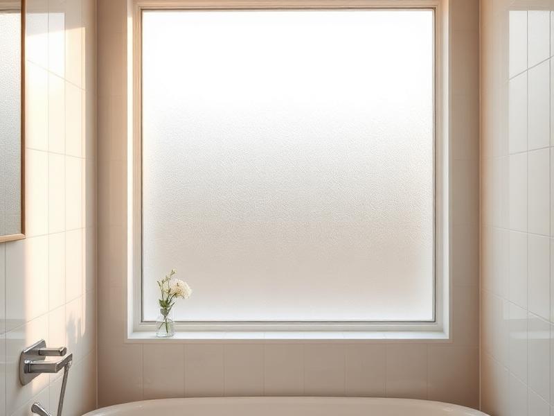Frosted privacy film on a bathroom window