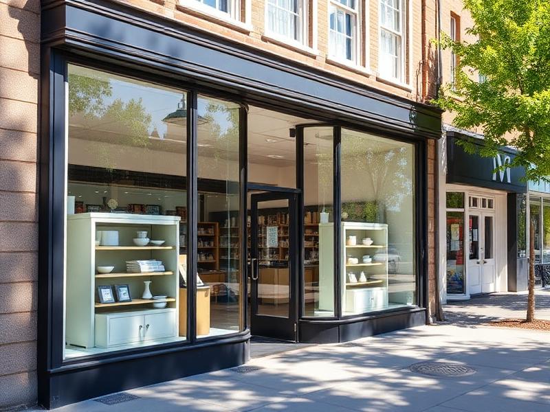 Retail storefront with large display windows