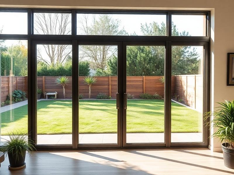Empty property with old window film being prepared for removal